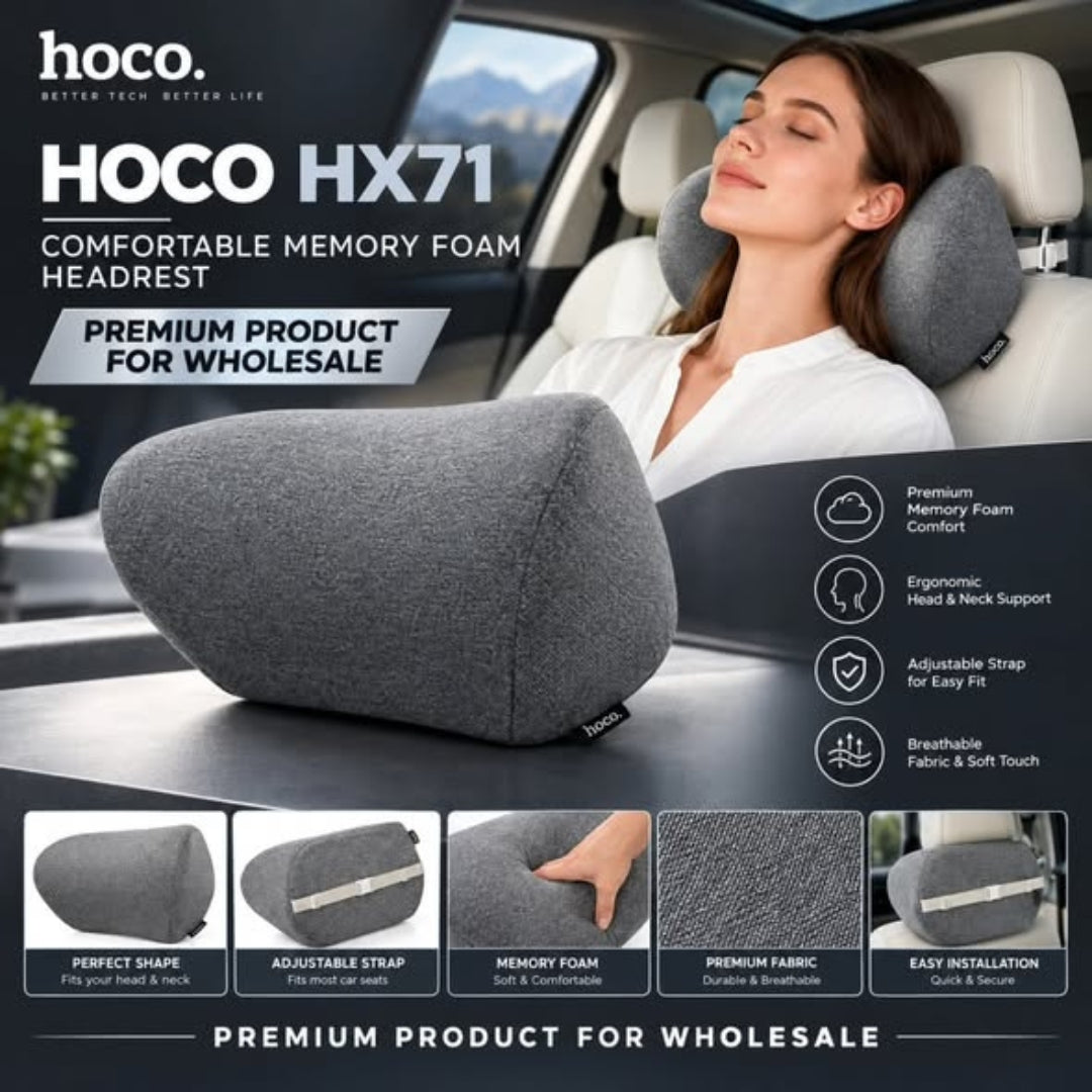 HOCO HX71 Comfortable Memory Foam Headrest – Space Gray