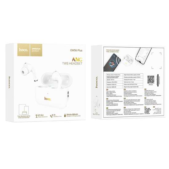 Hoco EW56 Plus Generoso true wireless ANC noise reduction BT headset - white - Saif Al Najmi Kw