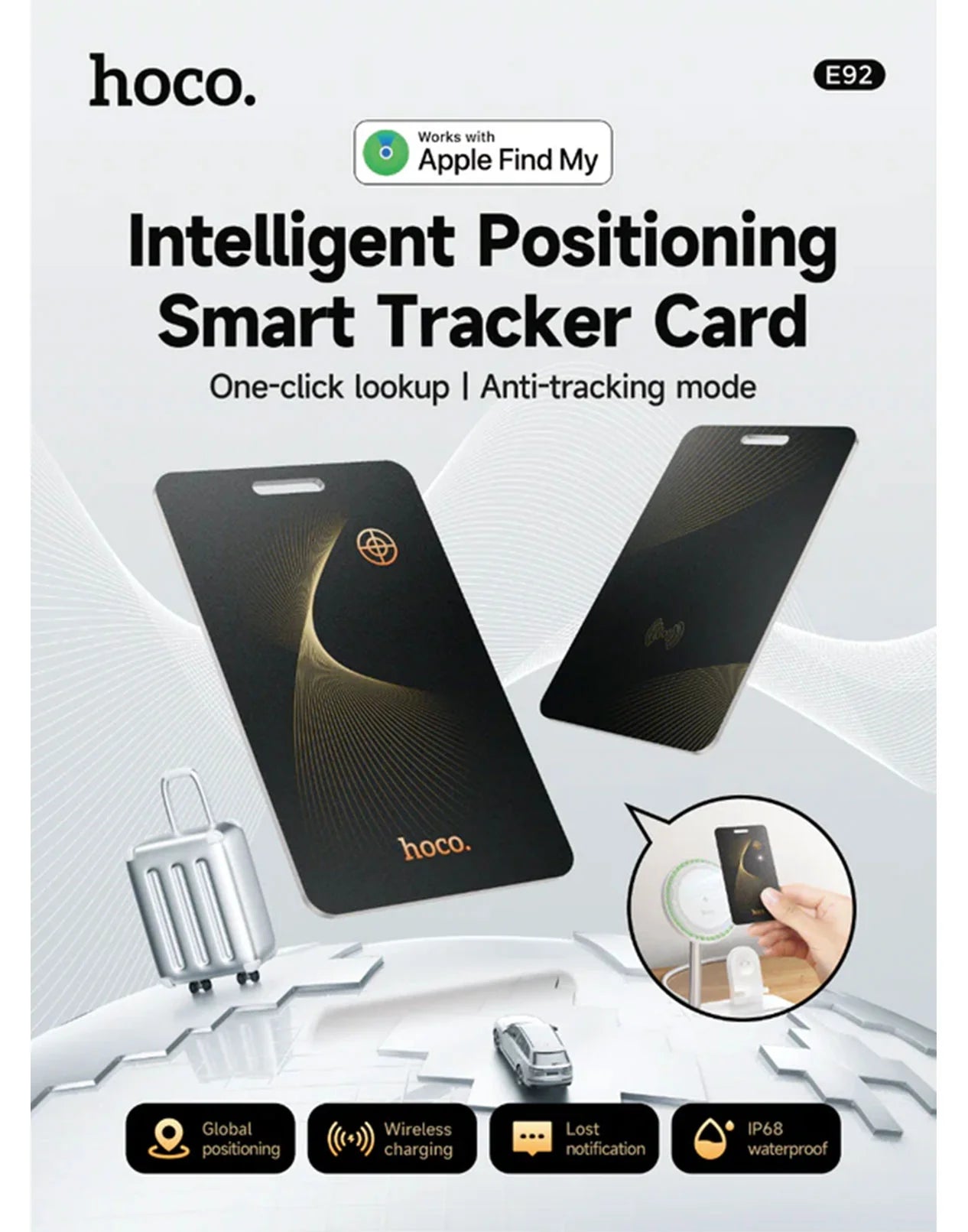 Hoco Smart Wireless Tracker Card Wireless Charging (E92) - Compact & Efficient - Saif Al Najmi Kw