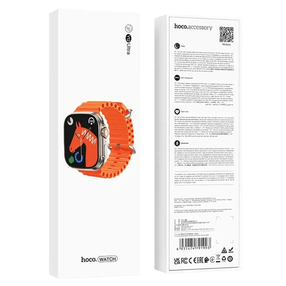 Hoco Ultra Y12 Smart Sports Watch with Silicone Strap - Orange - Saif Al Najmi Kw