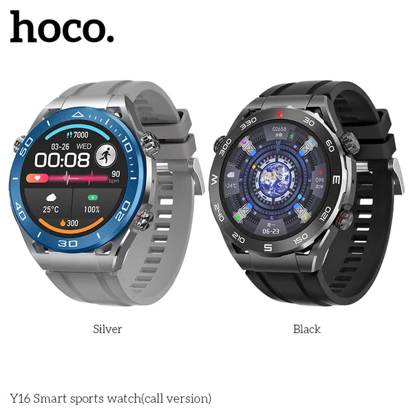 Hoco Y16 Smart Watch 1.39 Inch TFT Touch Screen, Heart Rate, Blood Oxygen, Sleep Monitoring, Bluetooth 5.1 Call - Saif Al Najmi Kw