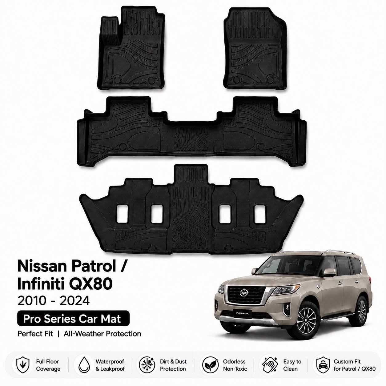 Pro Series Car Mat for Nissan Patrol / Infiniti QX80 2010-2024