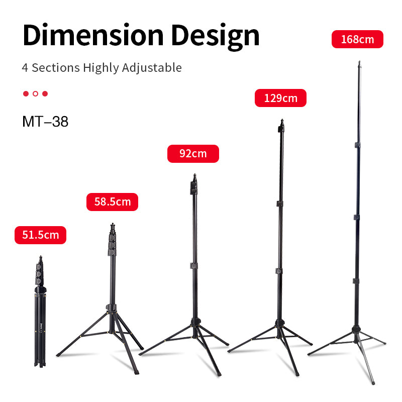 Jmary MT-38 Adjustable Tripod Selfie Stick Stand 168cm