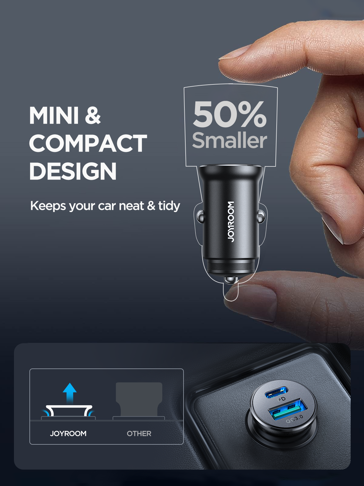 30W Joyroom CCN05 Mini Metal Car Charger