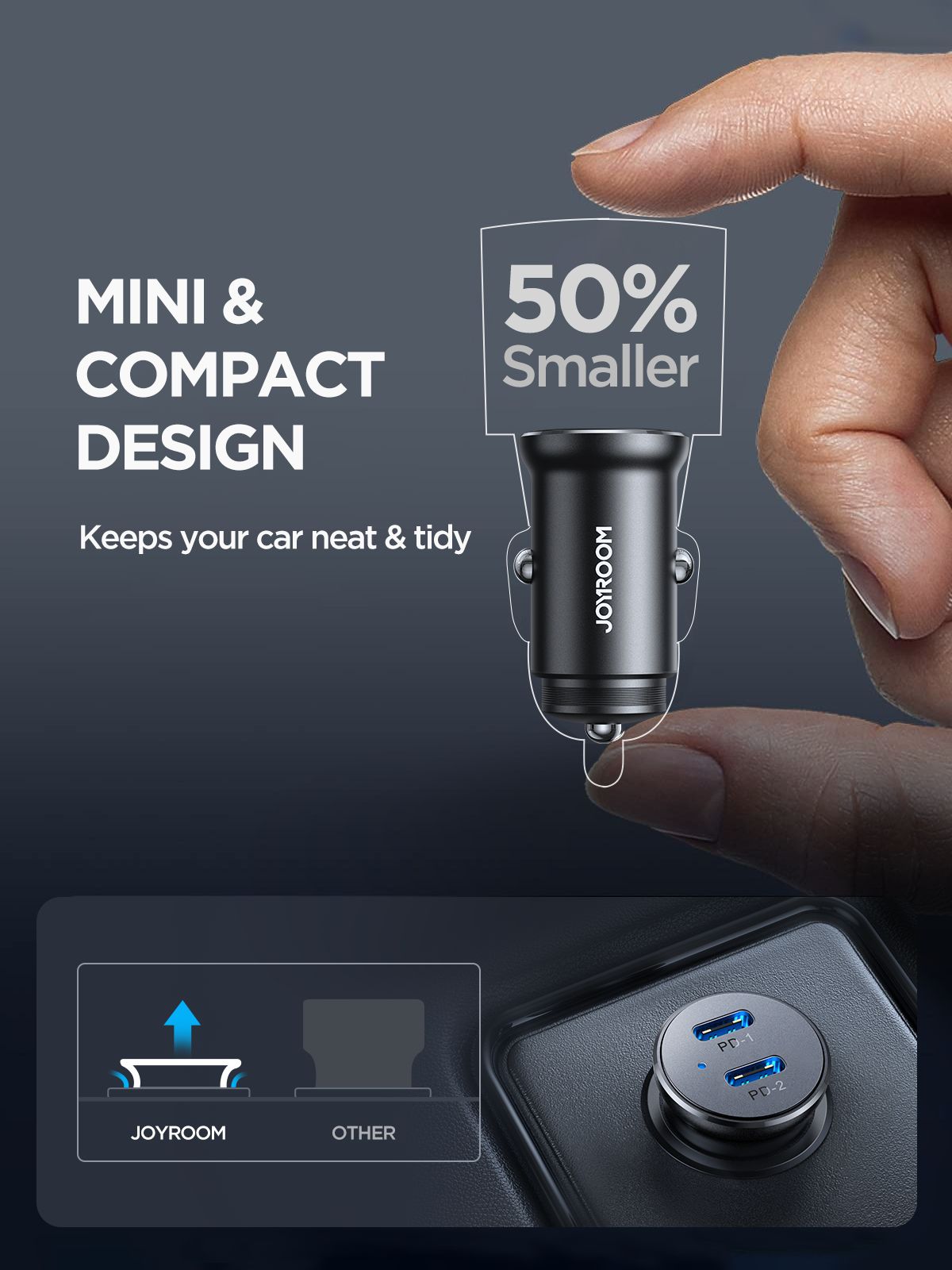 30W Joyroom CCN06 2C Mini Metal Car Charger
