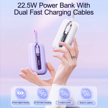 22.5W mini Power Bank with Dual Cables 10000mAh JR-L012 - White - Saif Al Najmi Kw