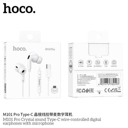 M101 Pro Crystal sound Type-C wire-controlled digital earphones with microphone - white - Saif Al Najmi Kw