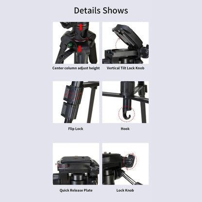 Jmary KP-2274 Professional 4-Section Aluminum Tripod with Horizontal Axis