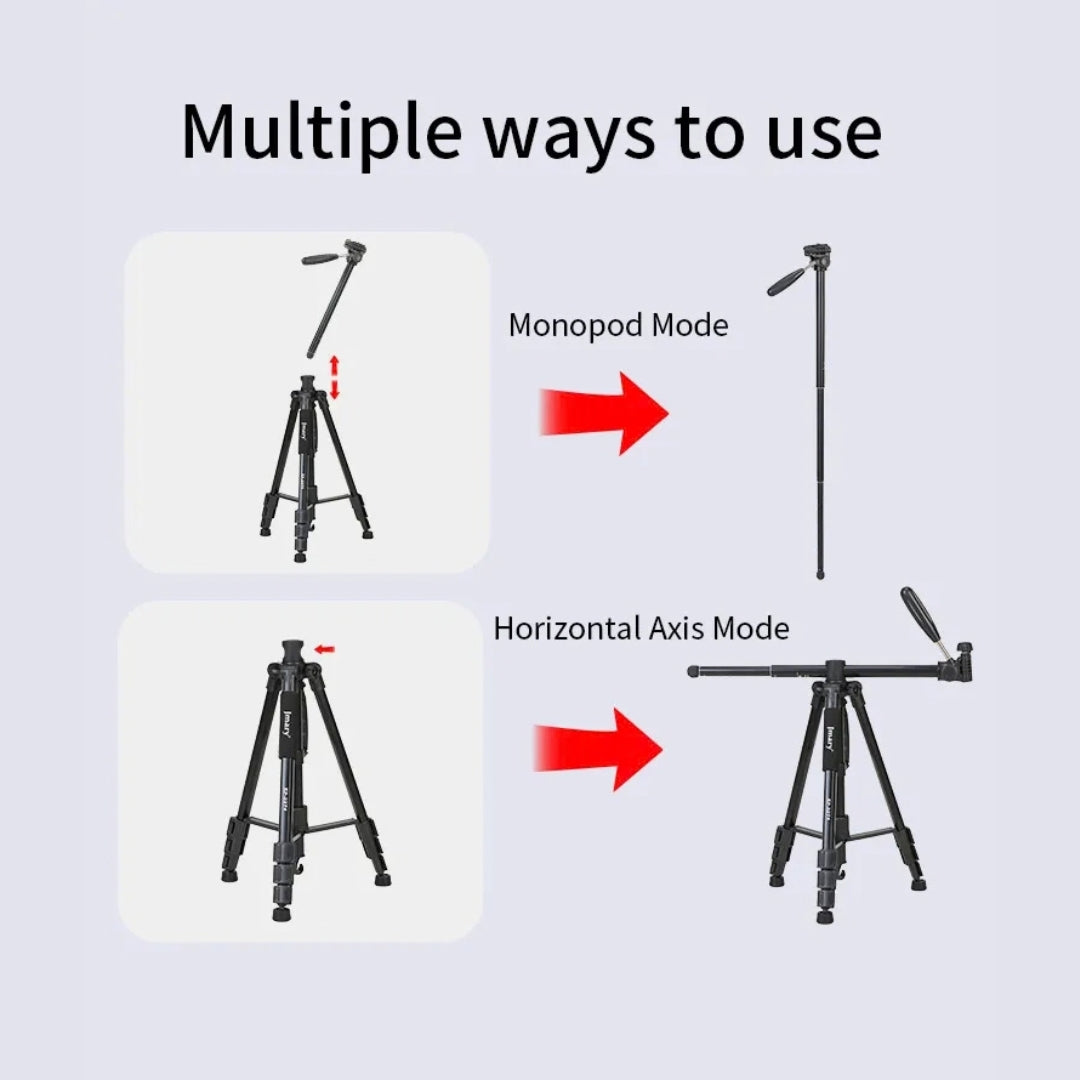 Jmary KP-2274 Professional 4-Section Aluminum Tripod with Horizontal Axis