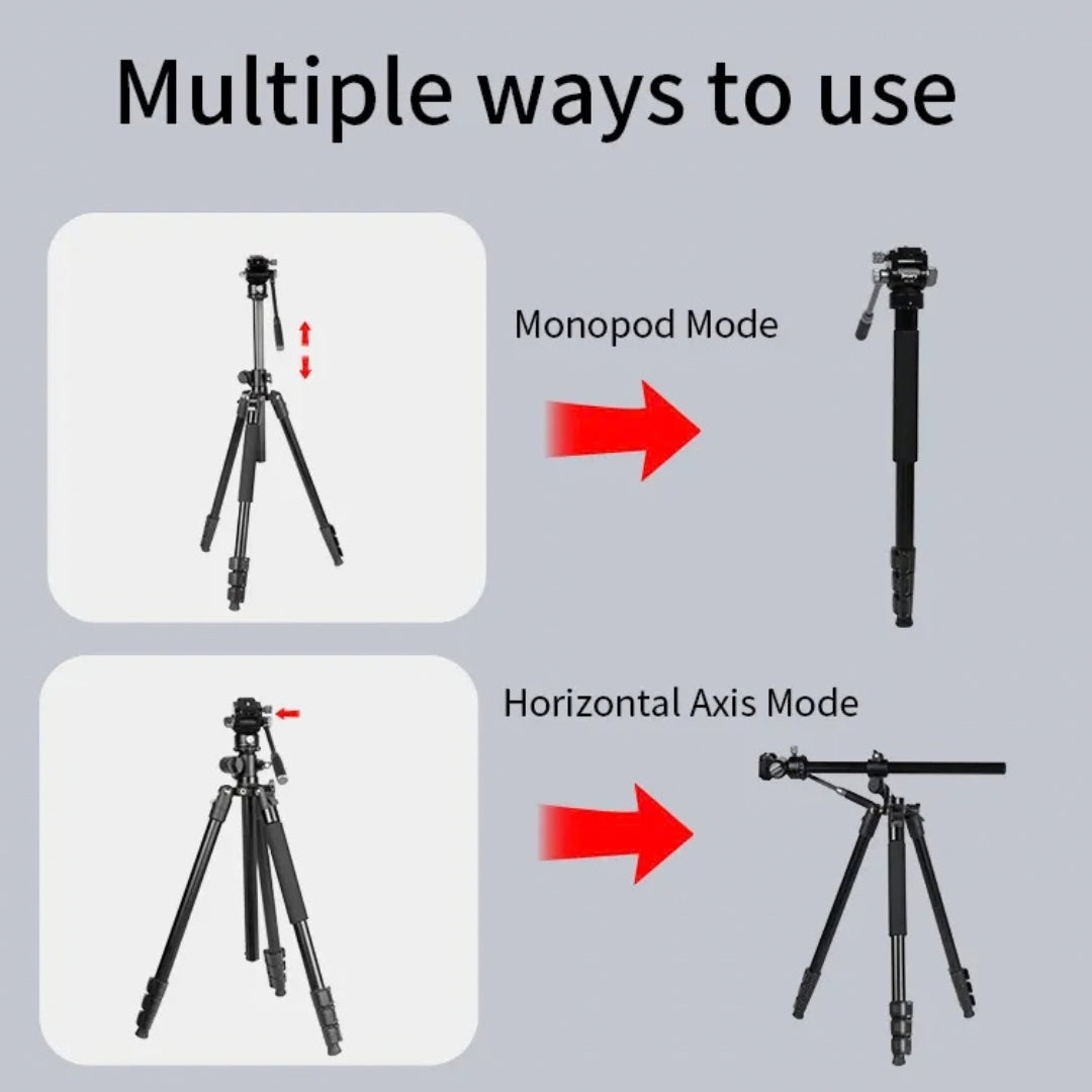 Jmary KS355+HG60 1.85M 2-in-1 Tripod & Monopod with Horizontal Axis Ball Head