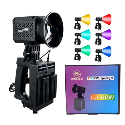 LJ-60W Handheld RGB Photo Illuminator – Continuous LED Flash Light (Black/White/RGB)