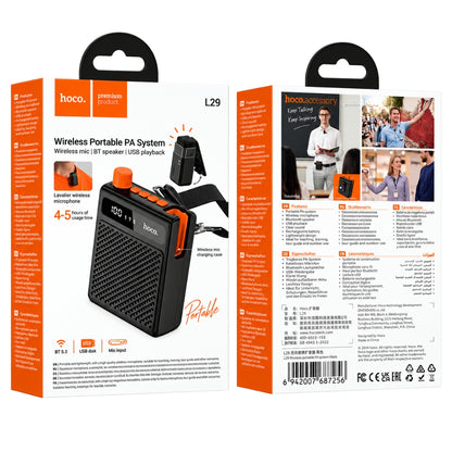 HOCO L29 5W Wireless Portable PA System with Lavalier Microphone & Bluetooth 6.0