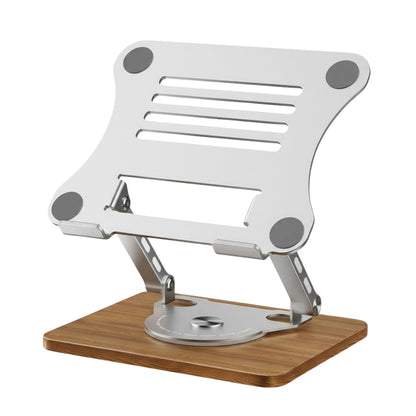 360° Rotating Adjustable Foldable Laptop Stand with Wooden Base