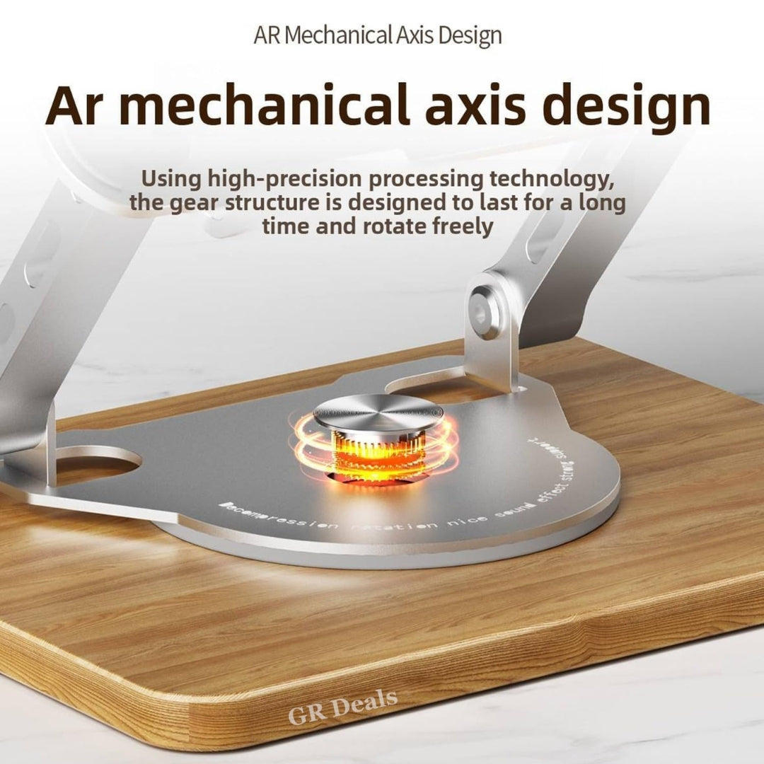 360° Rotating Adjustable Foldable Laptop Stand with Wooden Base