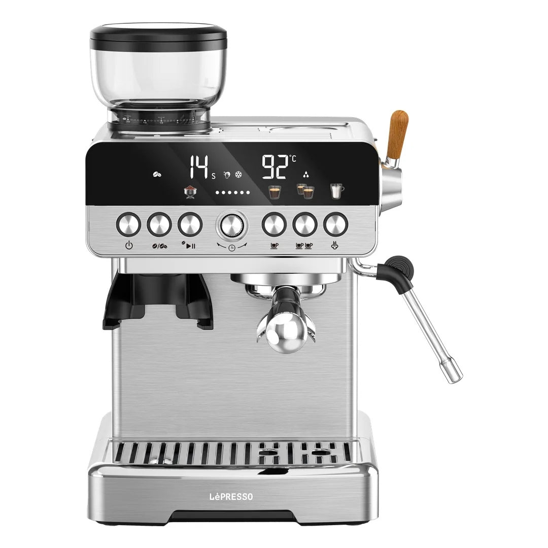 LePresso CafféArtisan Semi-Automatic Coffee Machine with Dual Boiler System – Silver
