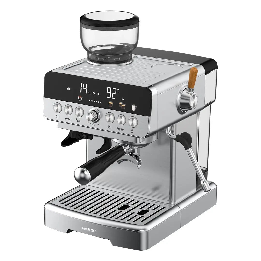 LePresso CafféArtisan Semi-Automatic Coffee Machine with Dual Boiler System – Silver