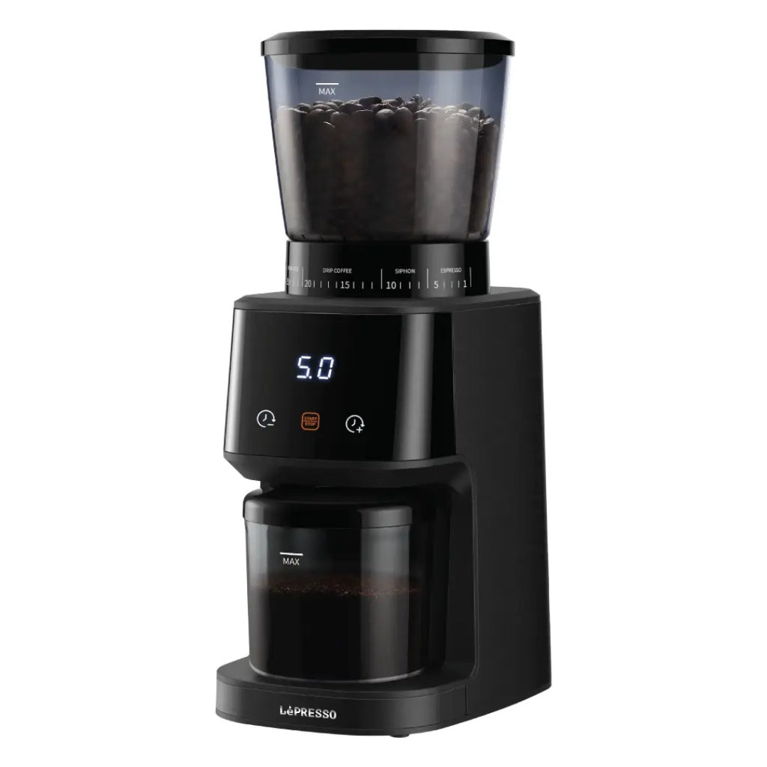 LePresso Conical Burr Coffee Grinder with 31 Grind Settings – Black