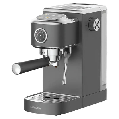 LePresso Caffè Virtuoso Hot & Cold Espresso Maker with Steam Wand & Pressure Gauge – Gray