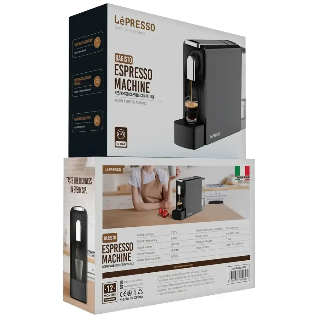 Lepresso Baristo Espresso Machine Nespresso Capsule Compatile – Black