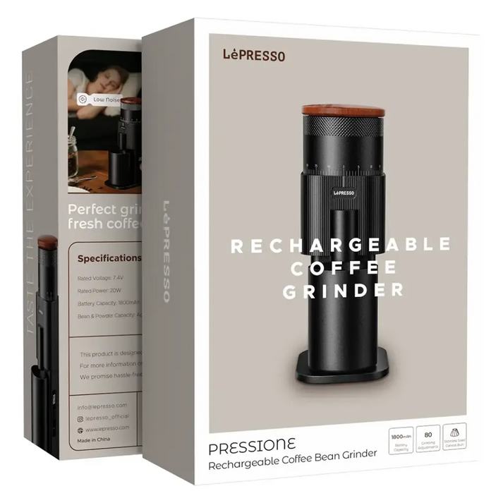 Lepresso Pressione Rechargeable Coffee Bean Grinder – Black.webp