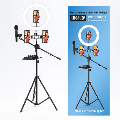 Ring Light With Stand – Live Streaming Kit with Fill Light & Shelf