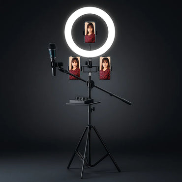 Ring Light With Stand – Live Streaming Kit with Fill Light & Shelf