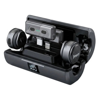 Jmary MW-19 2.4GHz Dual-Channel Wireless Microphone with Type-C & Lightning Receivers, Noise Cancellation & Charging Case