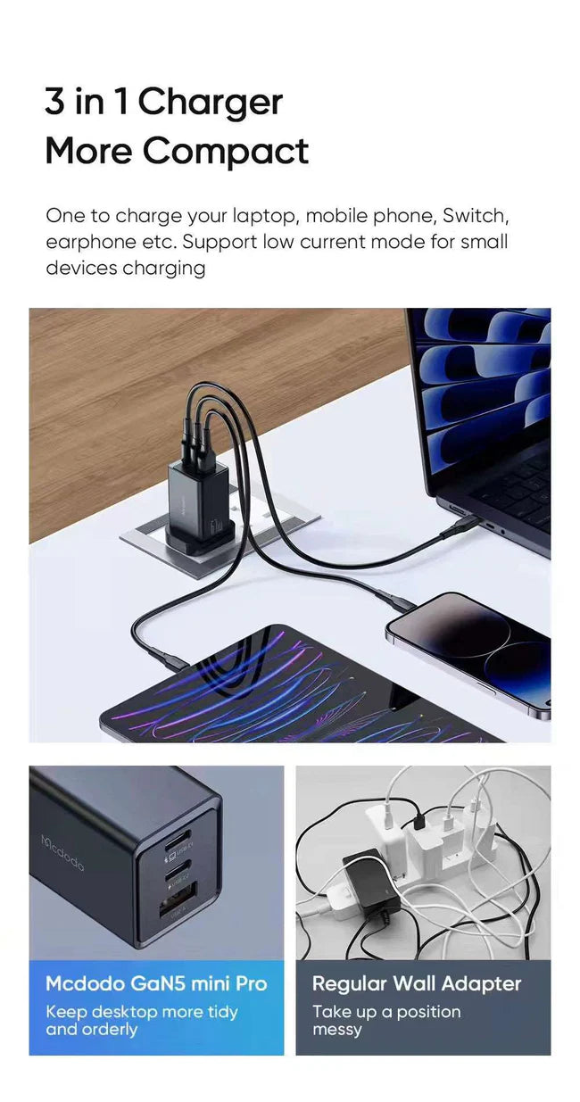 Mcdodo CH-1554 67W PD Fast Charger | Triple Ports - Saif Al Najmi Kw