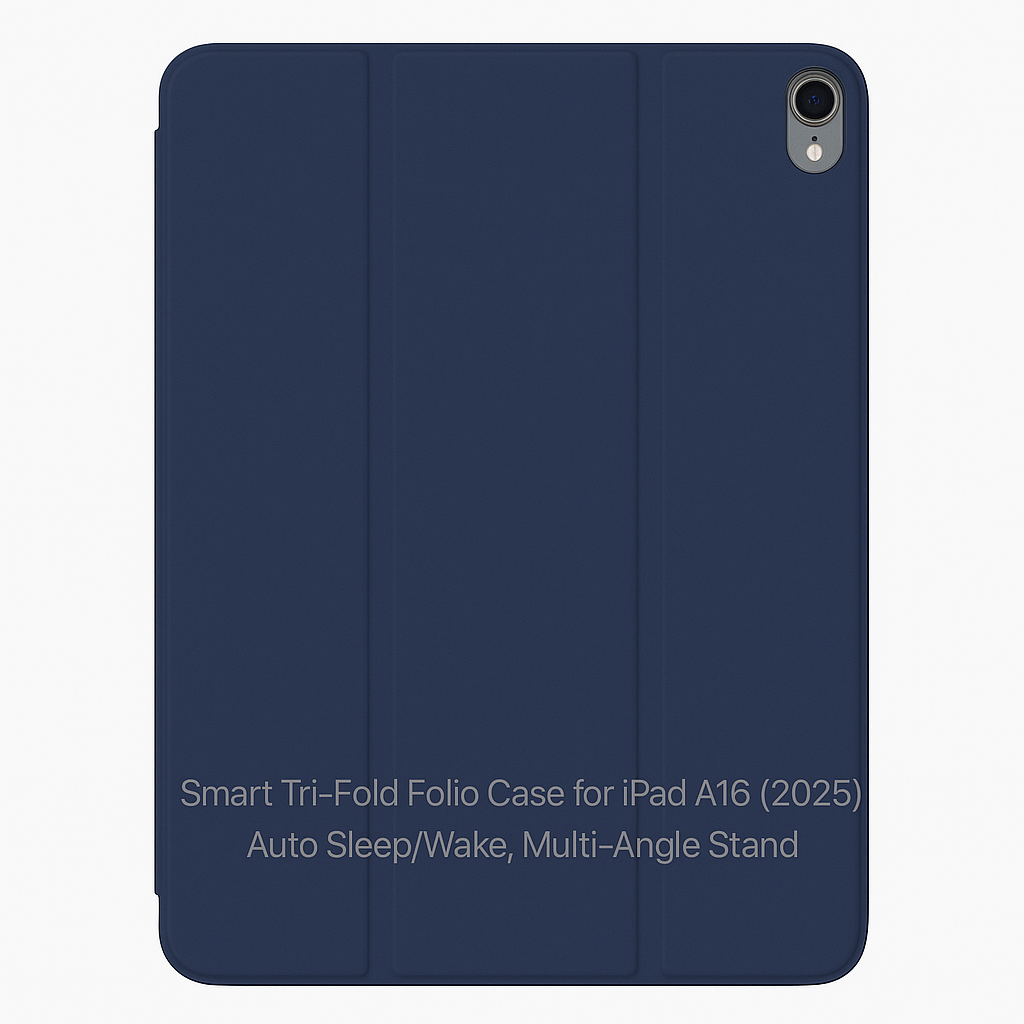 Smart Tri-Fold Folio Case for iPad 10 A16 (2025) – Auto Sleep/Wake, Multi-Angle Stand with pen slot