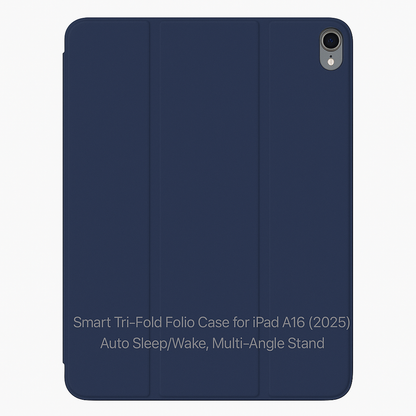 Smart Tri-Fold Folio Case for iPad 10 A16 (2025) – Auto Sleep/Wake, Multi-Angle Stand with pen slot