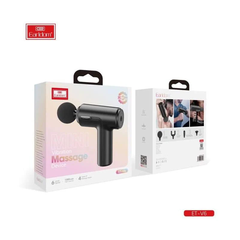 Earldom ET-V6 Mini Vibration Massage Gun - 1200mAh - Black - Saif Al Najmi Kw