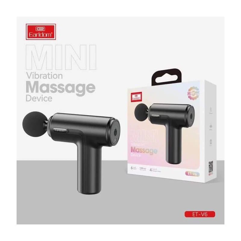 Earldom ET-V6 Mini Vibration Massage Gun - 1200mAh - Black - Saif Al Najmi Kw
