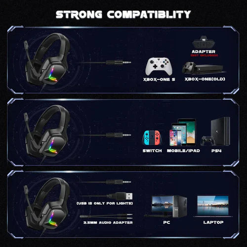 ONIKUMA K20 Wired Gaming Headset with Microphone & RGB Light - Clear Audio & Comfortable Design - Saif Al Najmi Kw