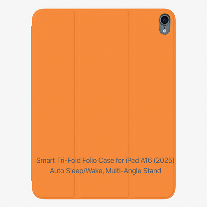 Smart Tri-Fold Folio Case for iPad 10 A16 (2025) – Auto Sleep/Wake, Multi-Angle Stand with pen slot