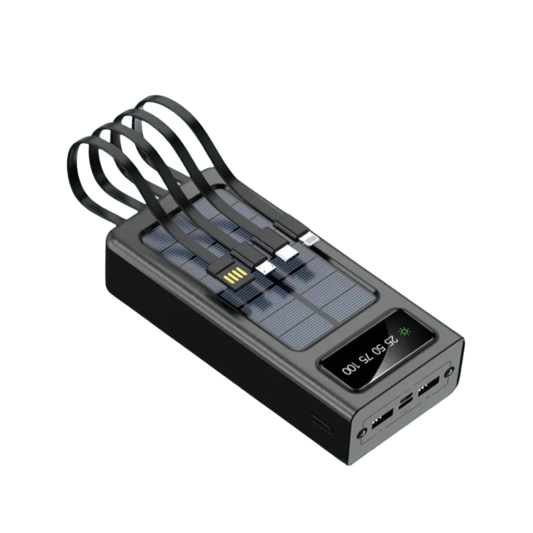 Fengqi 20000mAh Solar Fast Charging Power Bank with Built-In Cables