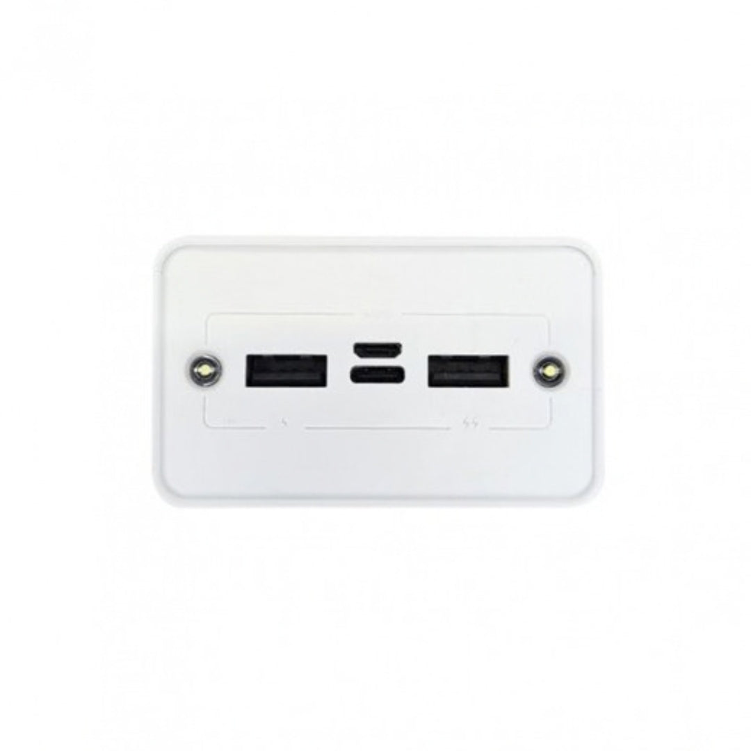 FenGQi P38 30000mAh 4-in-1 Portable Solar Power Bank with Built-In Cables & LED Display - White