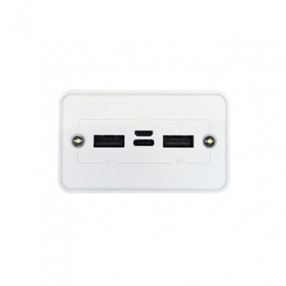 FenGQi P38 30000mAh 4-in-1 Portable Solar Power Bank with Built-In Cables & LED Display - White