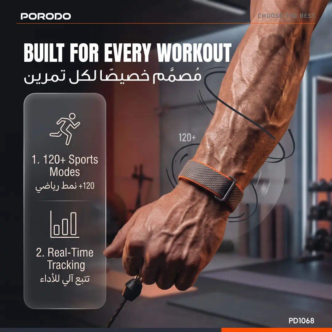Porodo TrackFit Evo Smart Health Tracking Band with 120+ Sports Modes, IP68 & 8-Day Battery Life