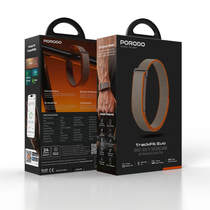 Porodo TrackFit Evo Smart Health Tracking Band with 120+ Sports Modes, IP68 & 8-Day Battery Life