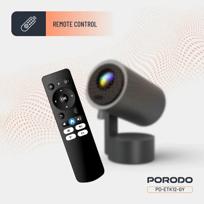 Porodo Full HD Smart Projector with Autofocus & 270° Angle Adjustment – Gray with battery