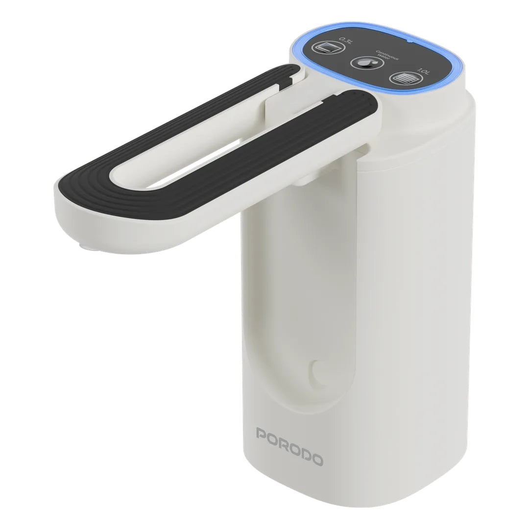 Porodo Lifestyle Maya Electric Water Dispenser with Multi-Volume Control & Foldable Spout – White & Black