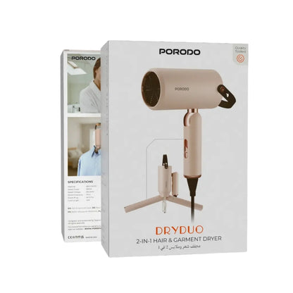 Porodo 2-in-1 Hair & Garment Dryer 1800W with Foldable Design – Pink