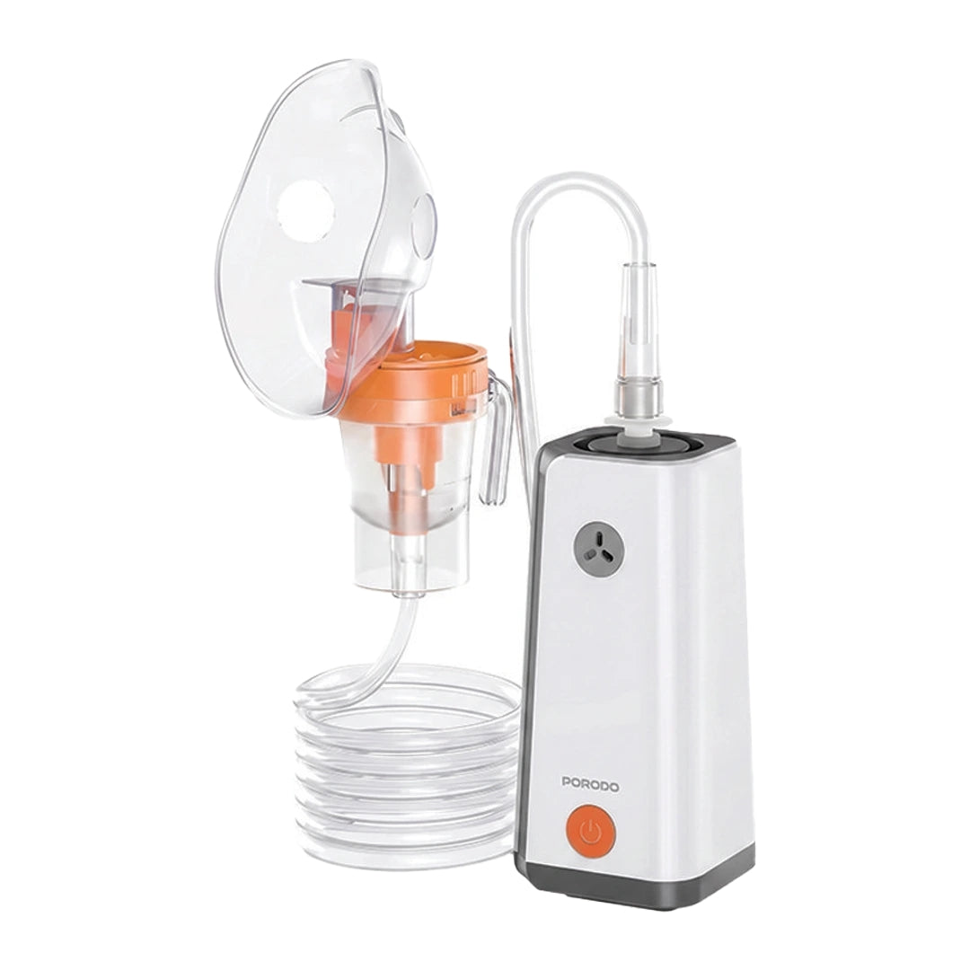 Porodo LiveOn Rechargeable Compressor Nebulizer with 8mL Medicine Cup & Dual-Size Masks – White