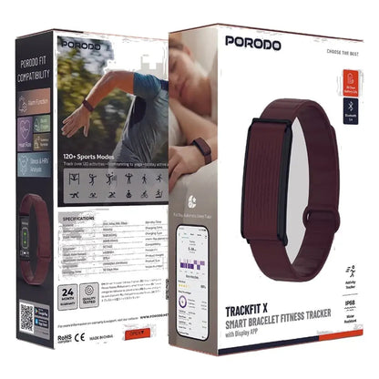 Porodo Trackfit X Smart Bracelet Fitness Tracker with 120+ Sports Modes, IP68 & 30-Day Battery Life