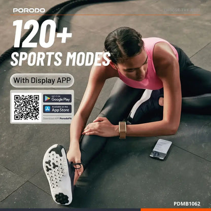 Porodo Trackfit X Smart Bracelet Fitness Tracker with 120+ Sports Modes, IP68 & 30-Day Battery Life