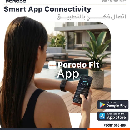 Porodo TrackFit Apex Screenless Fitness Tracker with ECG, HRV & Health Monitoring – Black