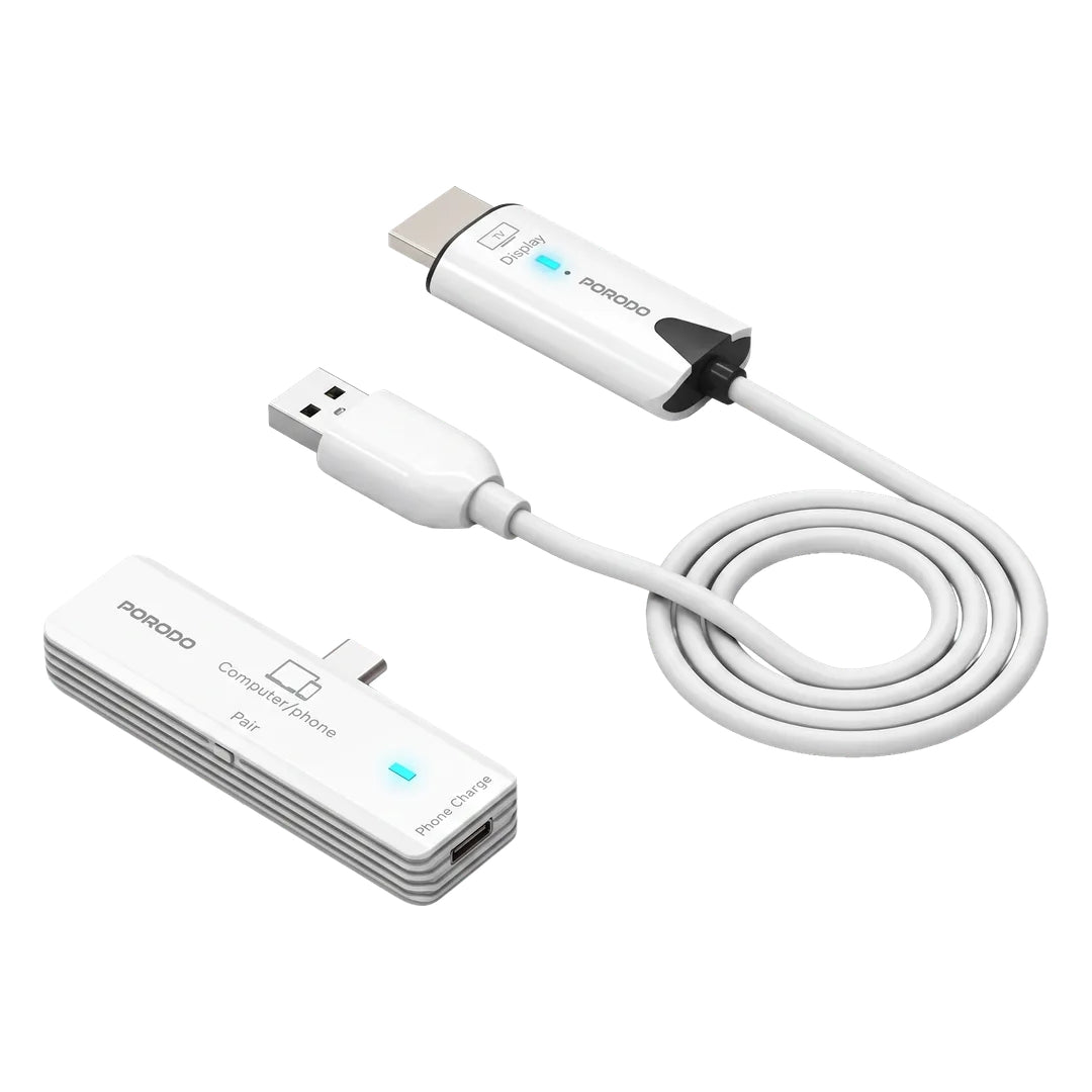 Porodo Portana USB-C to HDMI Wireless Display Adapter with 5.8GHz Transmission – White