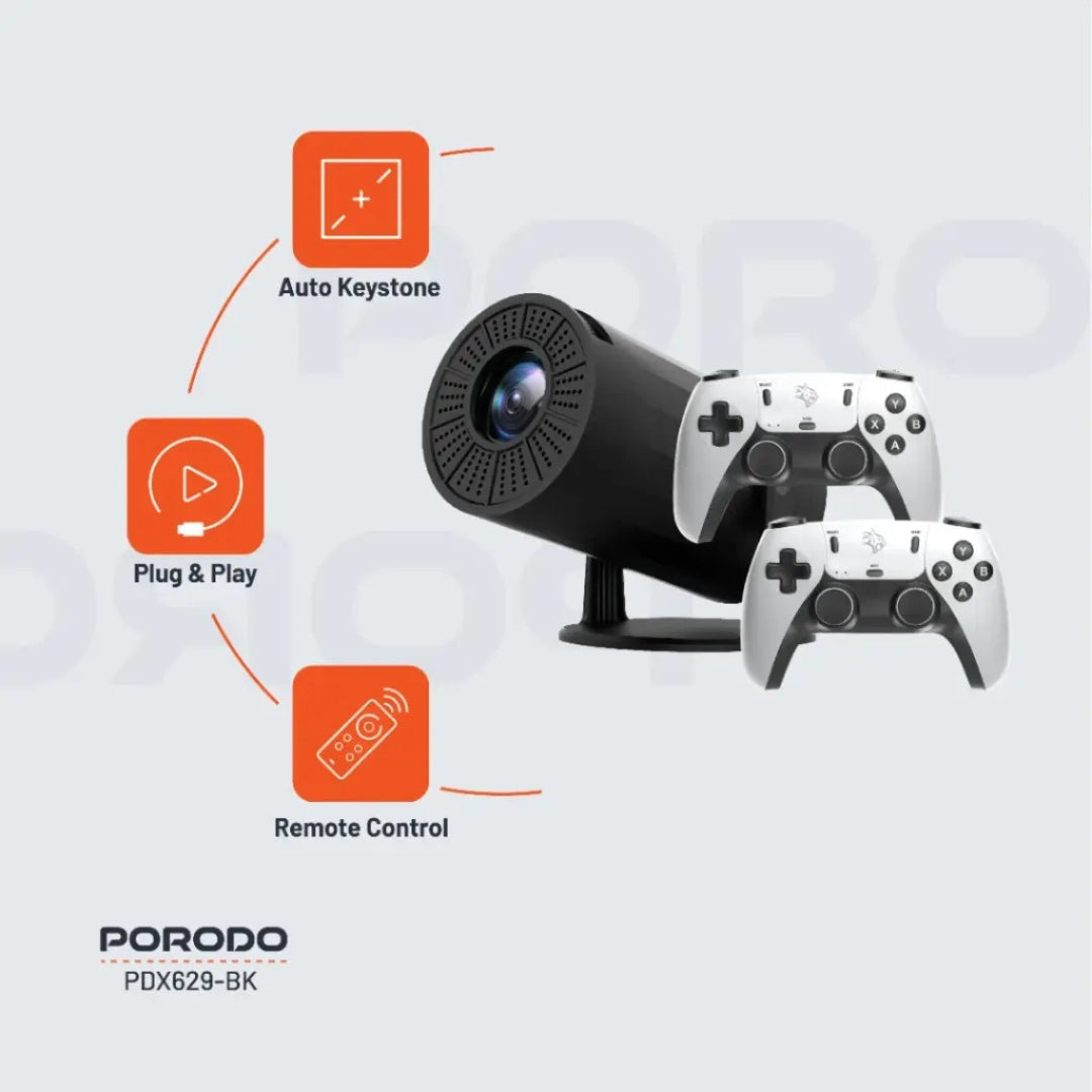 Porodo Gaming Projector with Controllers – Black
