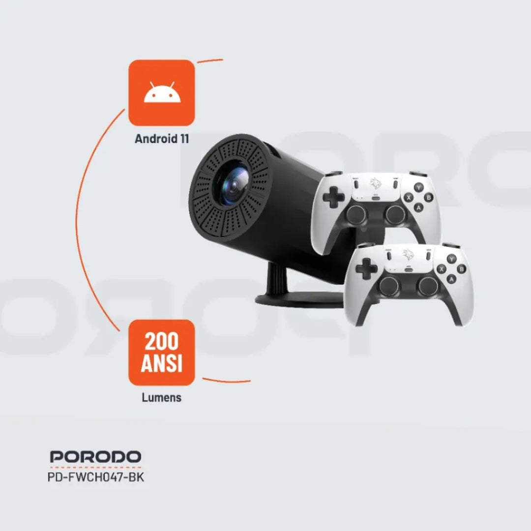 Porodo Gaming Projector with Controllers – Black