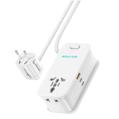 Powerology Solution 30W GaN Universal Multi-Port Charger with 3 AC Outlets – White